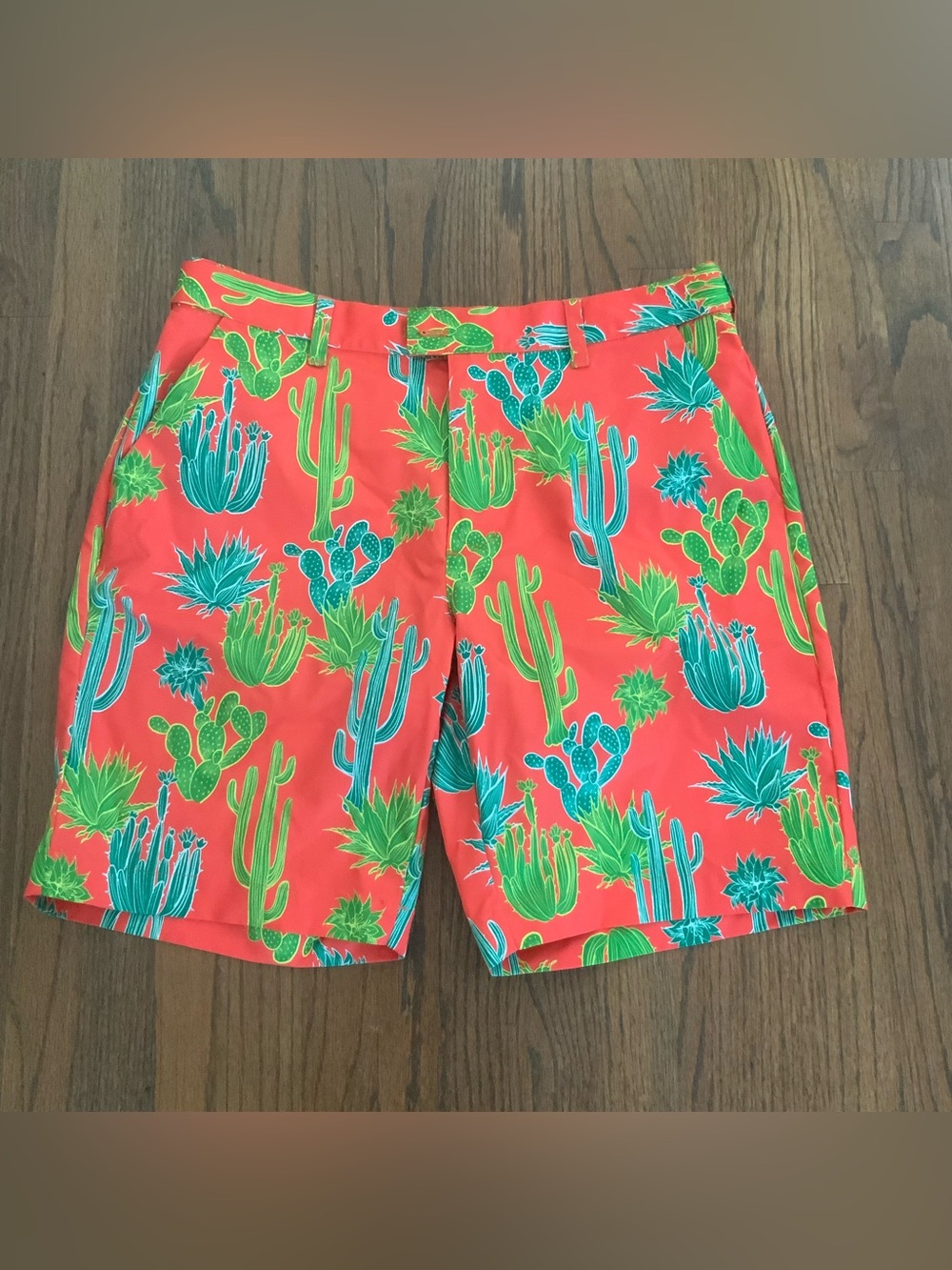 Loudmouth Golf Cactus Wild West Orange Chino Golf Shorts
